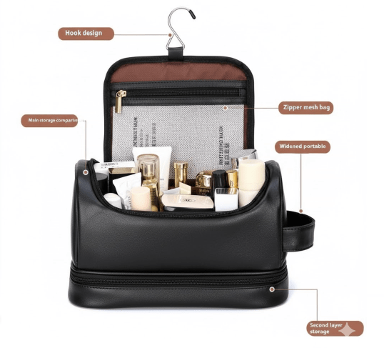 ORIXA Leather Cosmetics Portable Travel Bag - Orixa